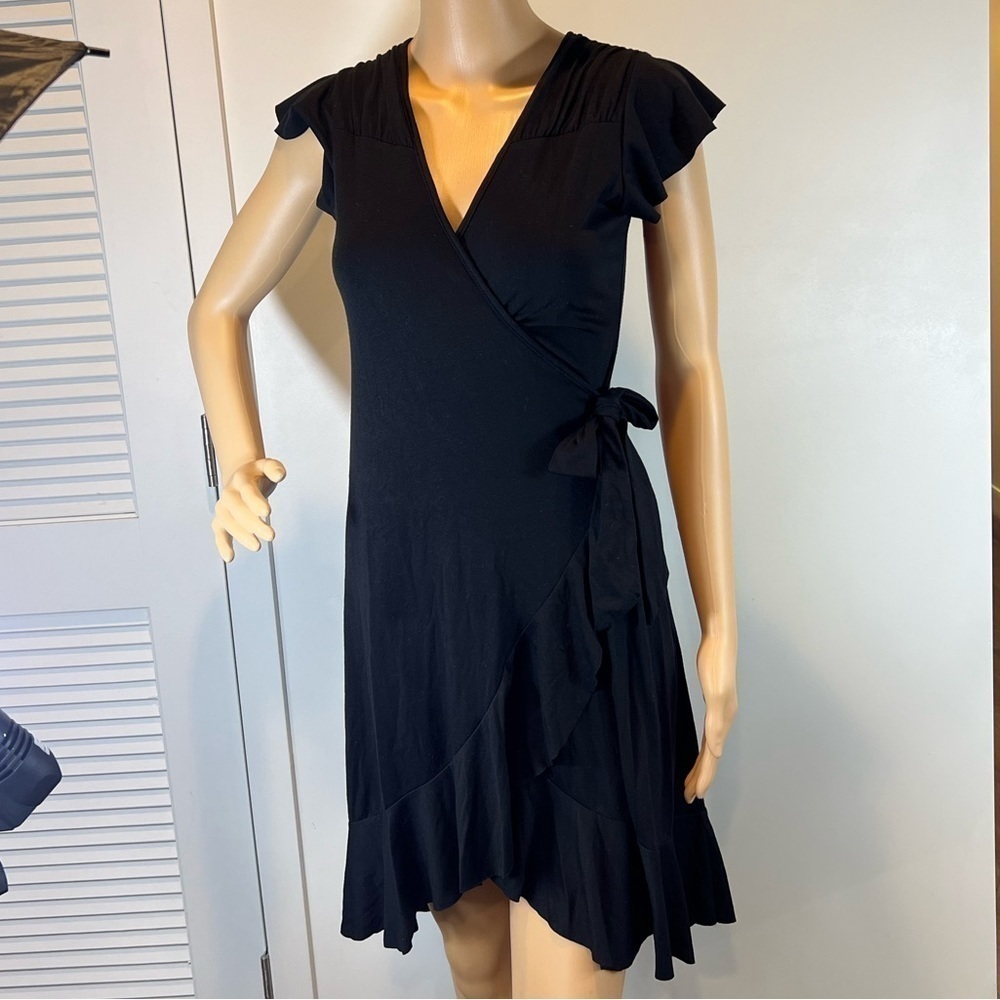 Soho Black Ruffled Wrap Dress - No Tags - Picture 3 of 7